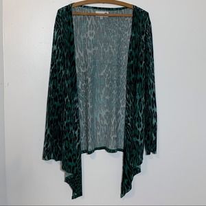 EUC Completely‎ Me by Liz Lange Green and Black Animal Print Cardigan